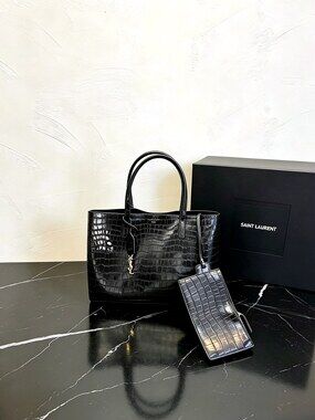 Saint Laurent YSL Shopping Large Leather Tote Bag